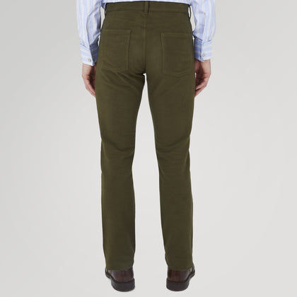 Hanley Dark Olive Moleskin 5-Pocket Trousers Image 2