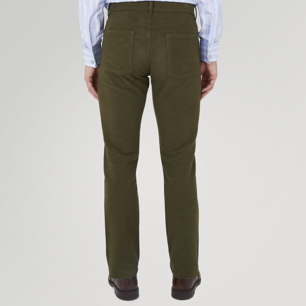 Hanley Dark Olive Moleskin 5-Pocket Trousers
