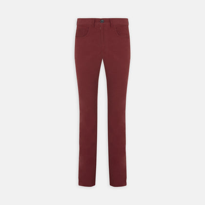 Hanley Maroon Moleskin 5-Pocket Trousers