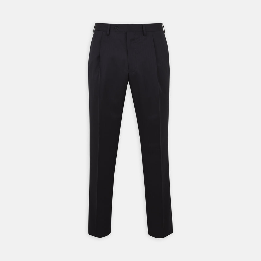 Brown Worsted Wool Pleated Formal Trousers