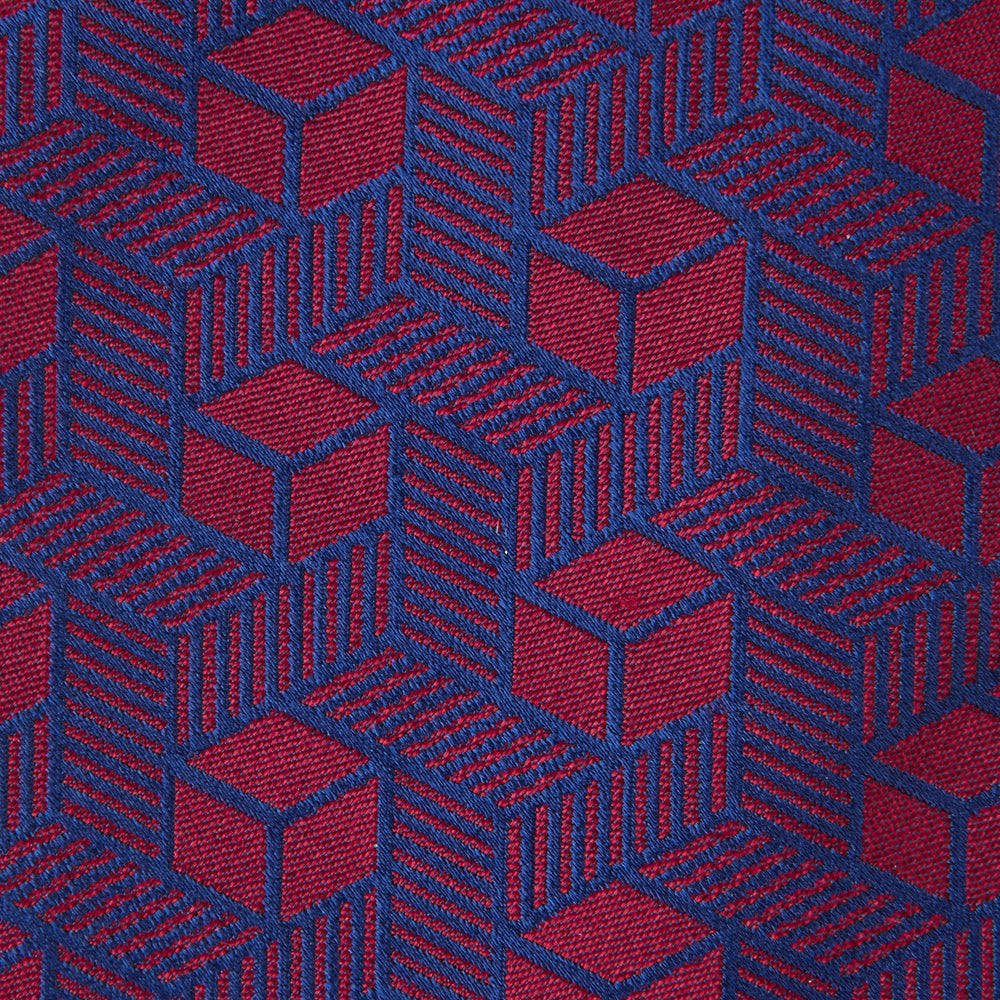 Cubes Burgundy and Navy Silk Tie