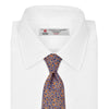 Floral Birds Orange and Navy Silk Tie
