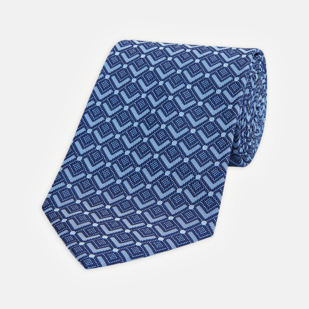 Rounded Cubes Blue Silk Tie