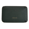 View 2 of product The Turnbull & Asser Dark Green and Red Rectangular Leather Travel Tray, featuring raised edges and a vibrant red suede interior, is perfect for organizing small accessories and essentials. Displayed on a white background.