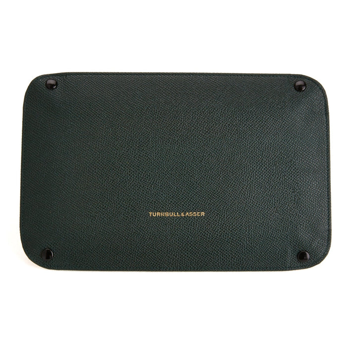 Dark Green and Red Rectangular Leather Travel Tray Image 1
