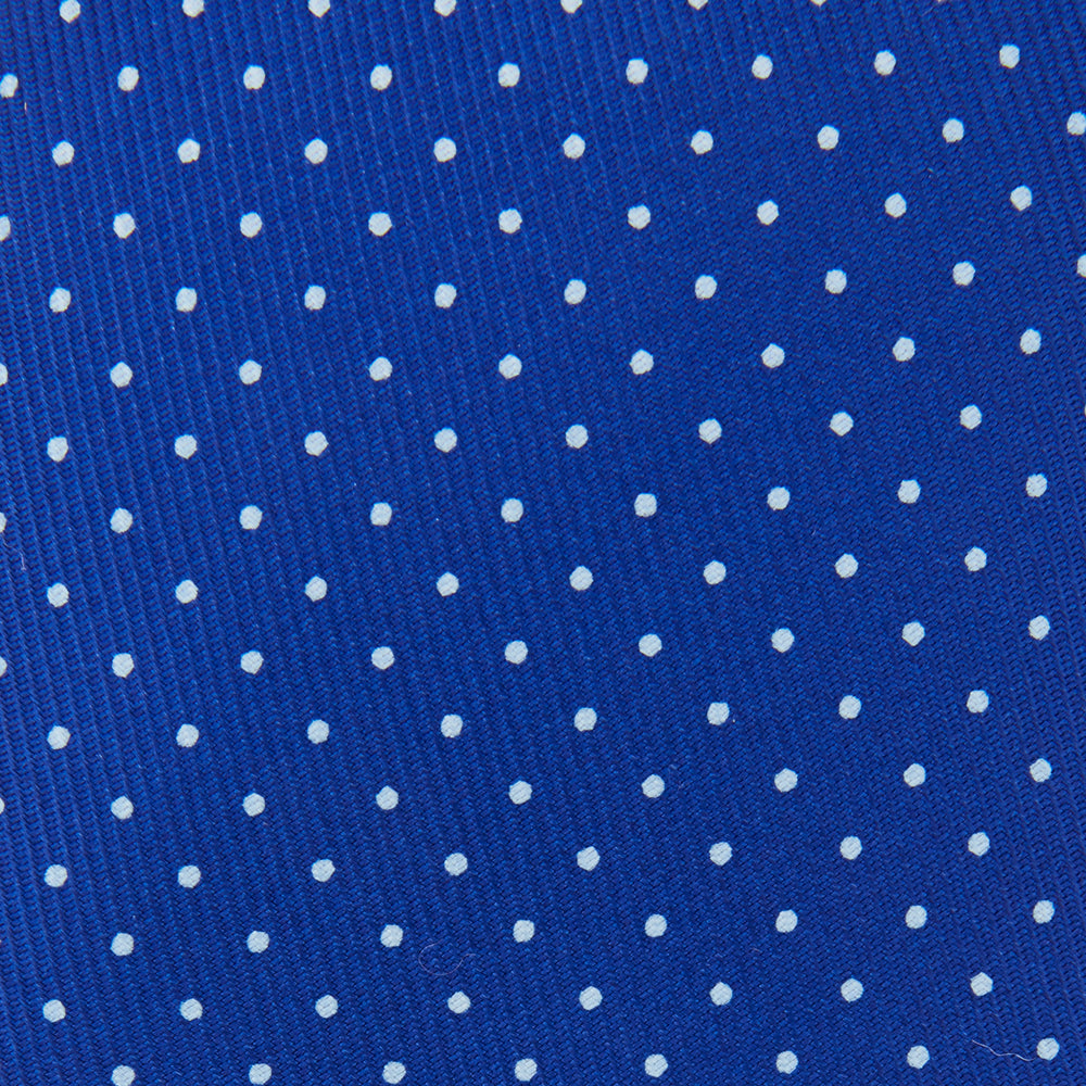 Royal Blue and White Small Spot Printed Silk Tie