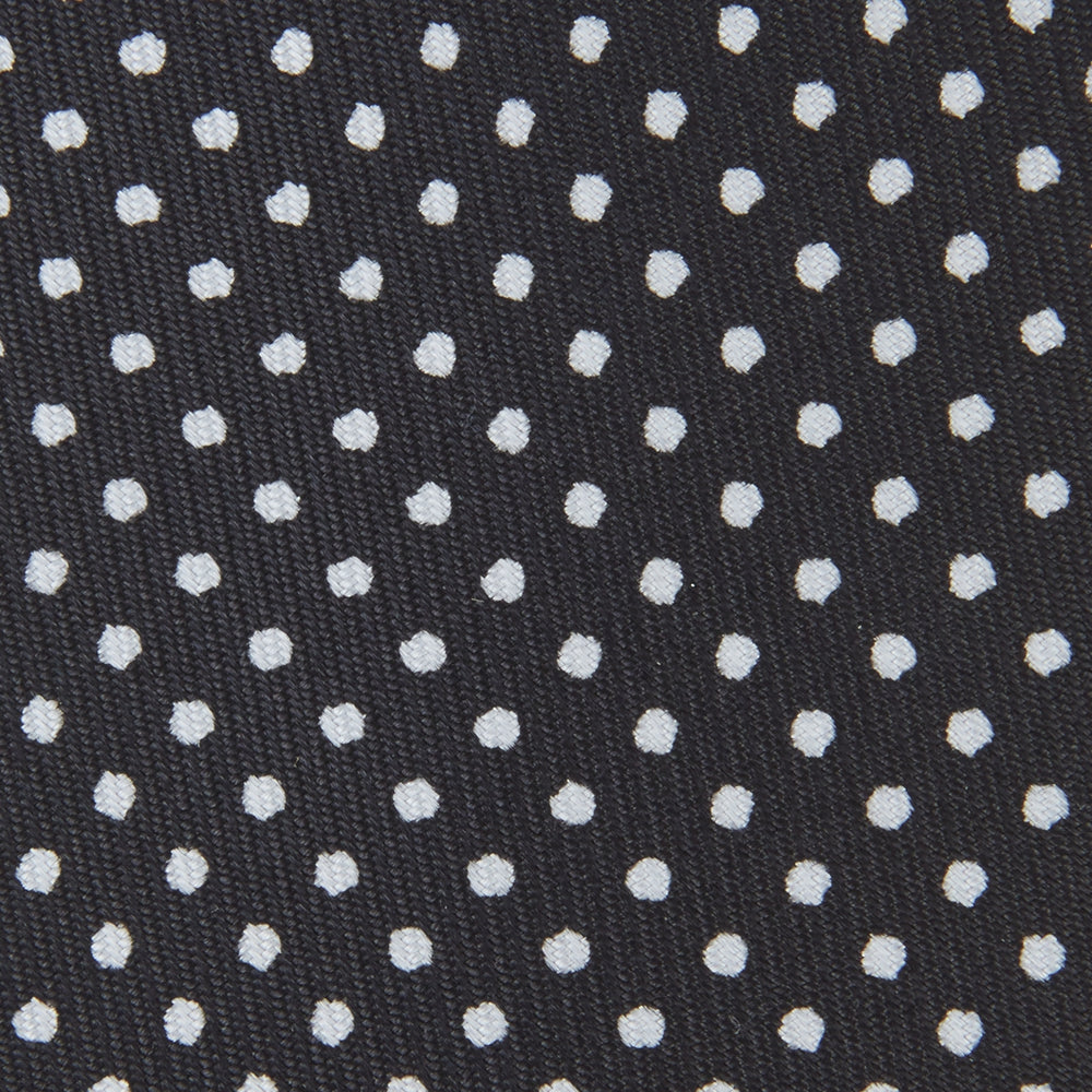 Slim Black and White Small Spot Printed Silk Tie