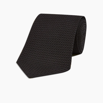 Long Black Grenadine Silk Tie Image 4
