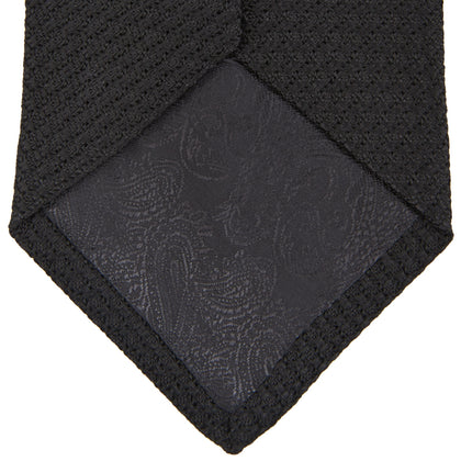 Slim Black Grenadine Silk Tie Image 3