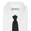 View 2 of product The Turnbull & Asser Long Black Grenadine Silk Tie features a subtle woven pattern and knitted appearance, shown rolled at one end against a plain white background.