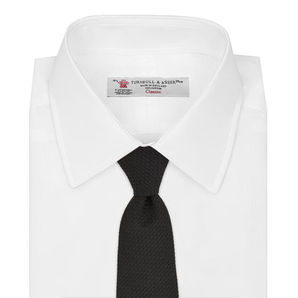 Long Black Grenadine Silk Tie