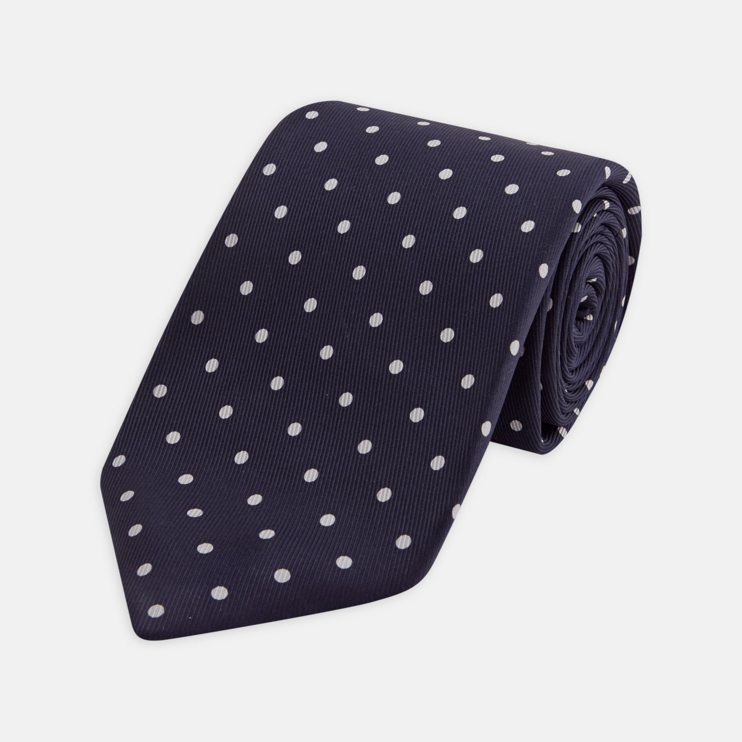 Image 1 of product Seven-Fold Navy Churchill Spot Silk Tie