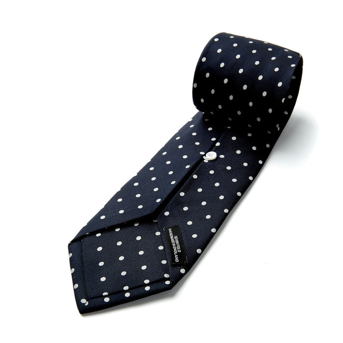 Seven-Fold Navy Churchill Spot Silk Tie Image 3