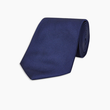 Navy Horizontal Twill Silk Tie Image 4