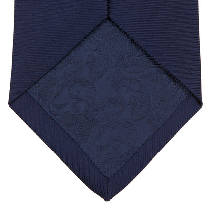 Navy Horizontal Twill Silk Tie Image 3