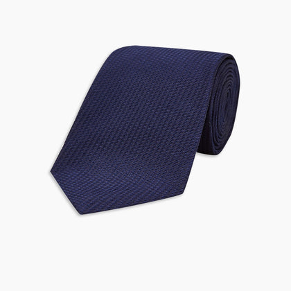 Long Navy Lace Silk Tie Image 4