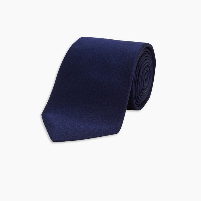 Navy Plain Satin Silk Tie Image 4
