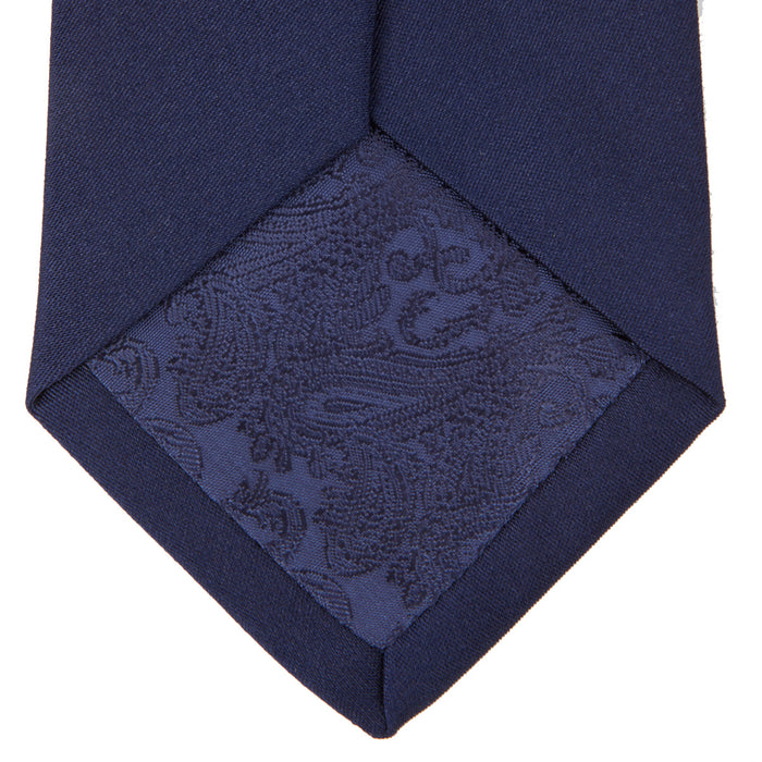 Navy Plain Satin Silk Tie Image 3