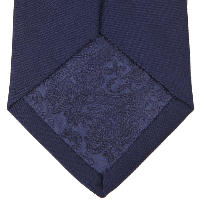 Seven-Fold Navy Plain Satin Silk Tie Image 3