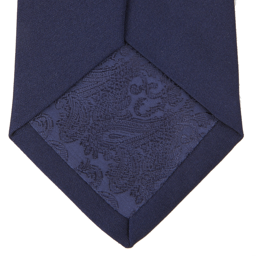 Long Navy Plain Satin Silk Tie