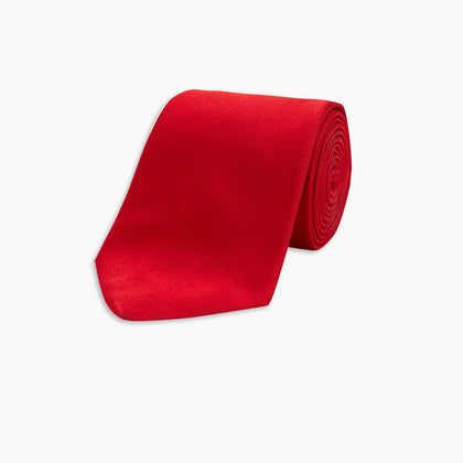 Red Plain Satin Silk Tie Image 4