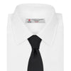 View 2 of product The Turnbull & Asser Black Plain Satin Silk Tie, neatly rolled and shown on a white background, adds versatile elegance to any formal outfit.