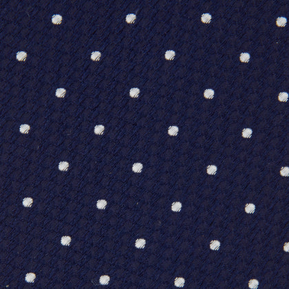 Navy and White Spot Lace Silk Tie Image 2