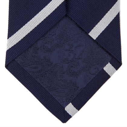 Navy and White Blazer Stripe Repp Silk Tie Image 3