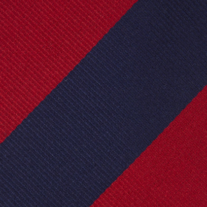 Long Navy and Red Block Stripe Repp Silk Tie Image 2