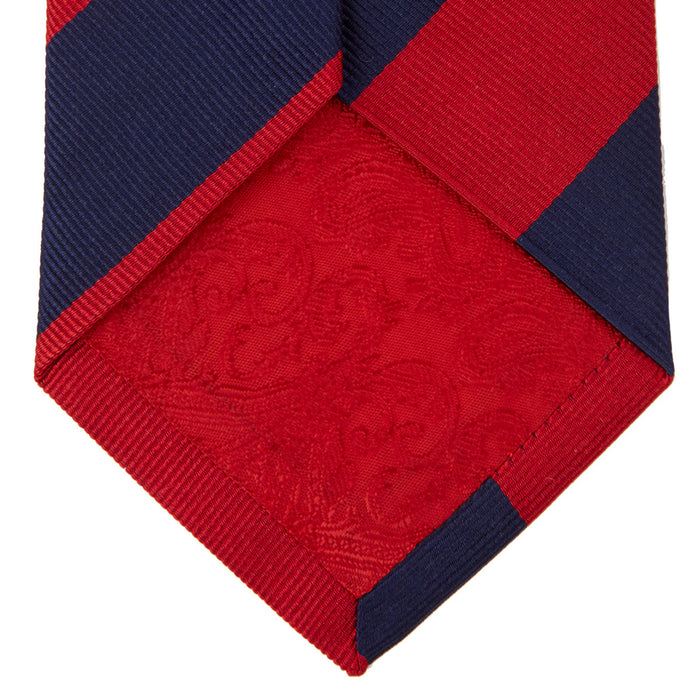 Navy and Red Block Stripe Repp Silk Tie Image 3