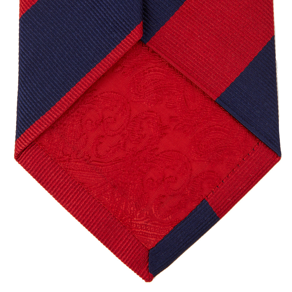 Navy and Red Block Stripe Repp Silk Tie