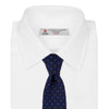 View 2 of product The Turnbull & Asser Navy, Blue & Green Spot Lace Silk Tie features small, evenly spaced blue and green spots—perfect for adding a refined touch to your favorite office shirt.