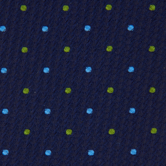 Navy, Blue & Green Spot Lace Silk Tie Image 2