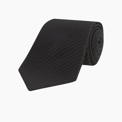 Black Ottoman Silk Tie Image 4