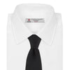 View 2 of product The Black Ottoman Silk Tie by Turnbull & Asser features a subtle wavy textured pattern and is crafted from heavyweight ribbed silk, shown rolled up against a plain white background.