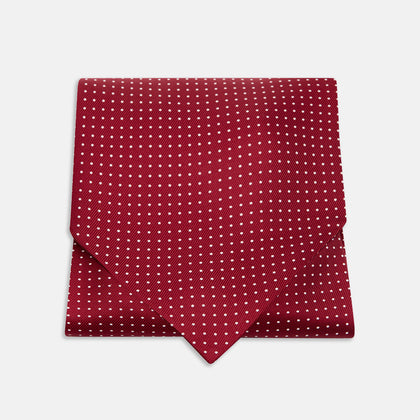 Burgundy and White Mini Spot Silk Cravat