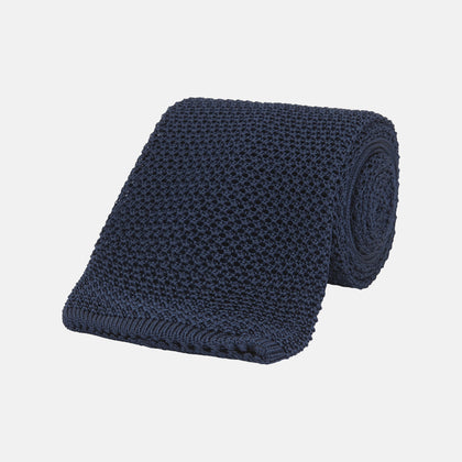 Navy Knitted Silk Tie