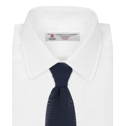 Navy Knitted Silk Tie