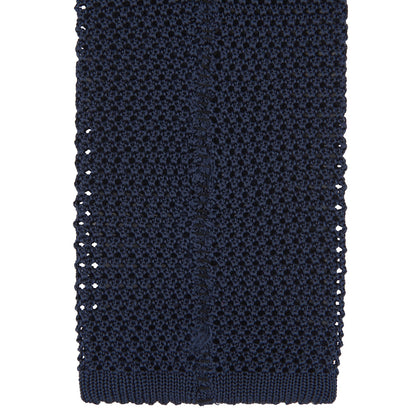 Navy Knitted Silk Tie Image 3