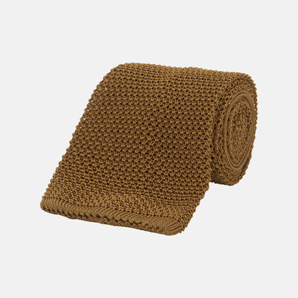 Gold Knitted Silk Tie