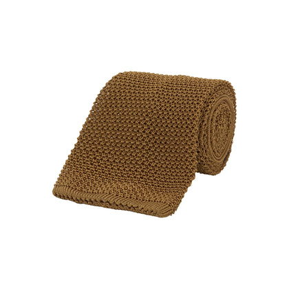 Gold Knitted Silk Tie Image 4