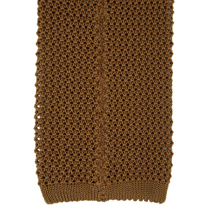 Gold Knitted Silk Tie Image 3