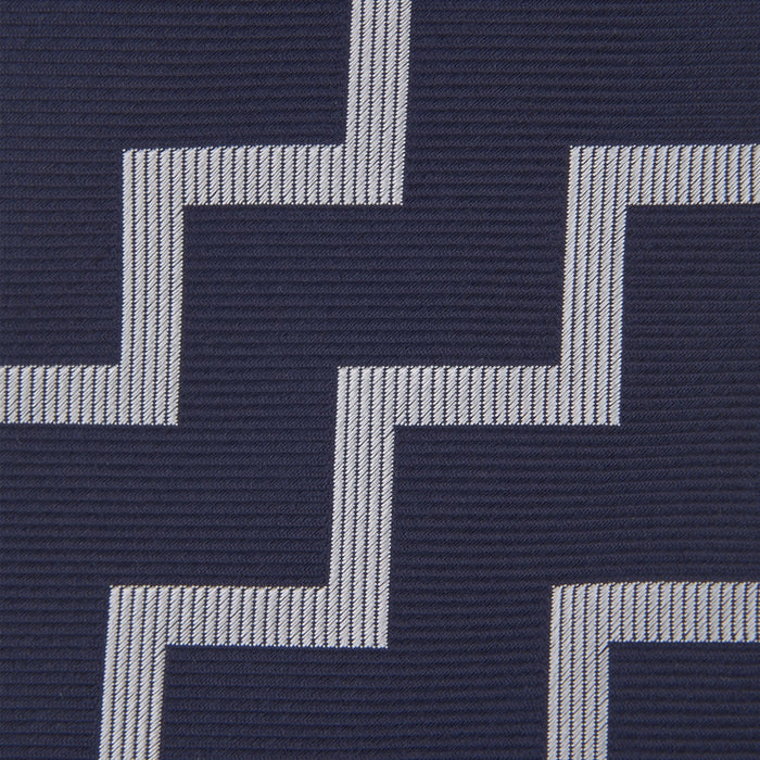 Navy and White Striped Zigzag Silk Tie Image 2