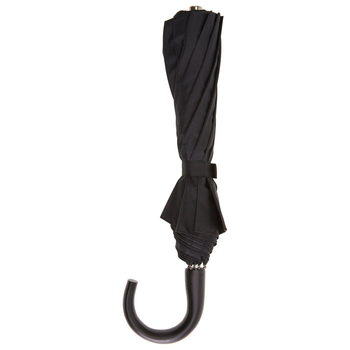 Black Telescopic Umbrella with Black Maple Crook Image 1