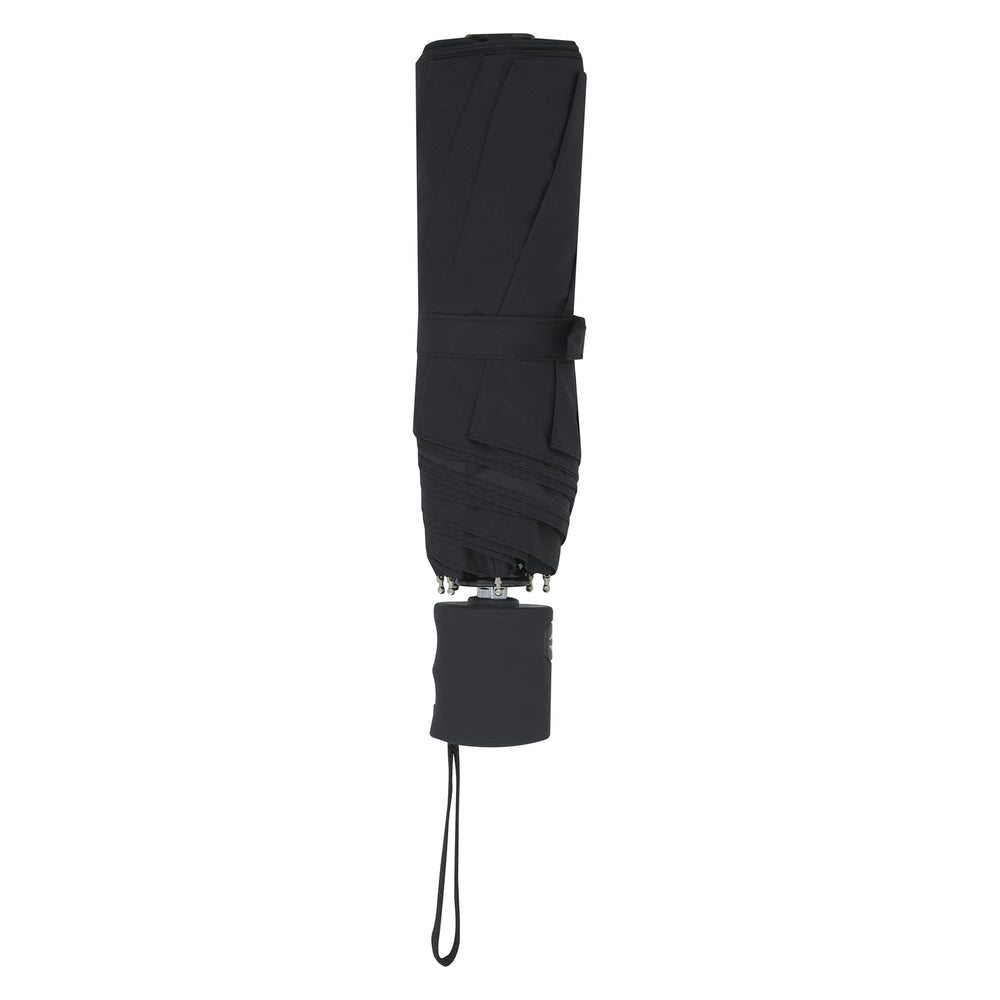 The Turnbull & Asser Black Automatic Telescopic Umbrella features a matte black handle and a sturdy, sleek design.