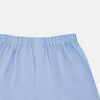 View 2 of product Turnbull & Asser's Plain Blue Cotton Boxer Shorts, shown flat against a white background, feature an elastic waistband—a stylish choice in men's underwear.