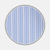 View 1 of product A close-up of Turnbull & Asser’s Light Blue Rich Stripe Cotton Fabric, featuring alternating light blue and white vertical stripes, framed by a circular gray border on a plain white background.