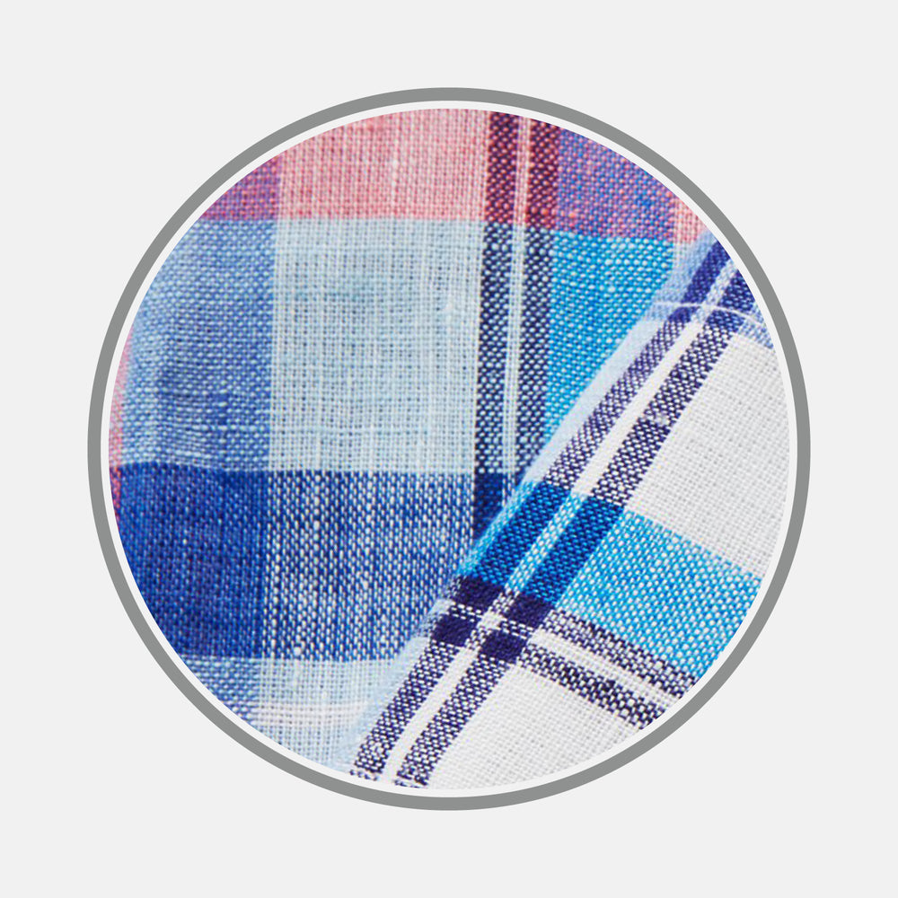 Blue Madras Check Linen Fabric
