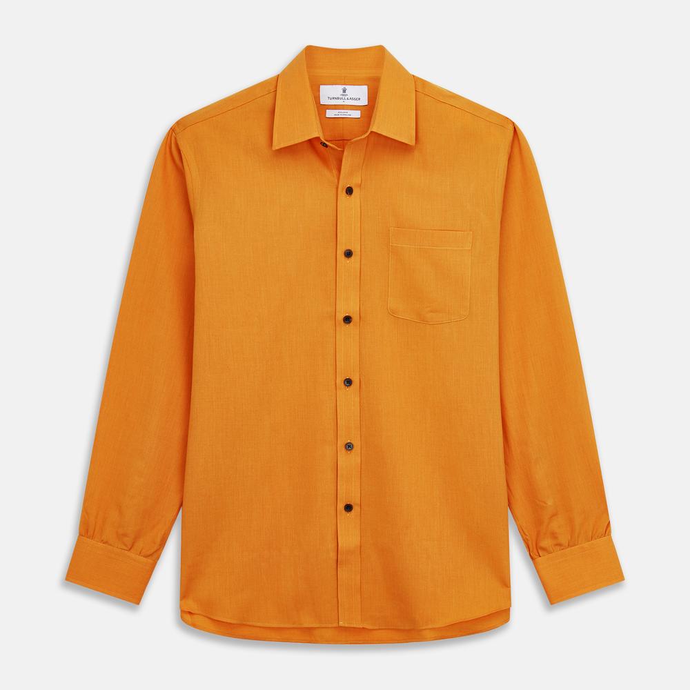 Plain Orange Cotton & Wool Fabric