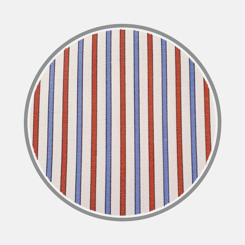 Blue and Red Stripe Silverline Cotton Fabric